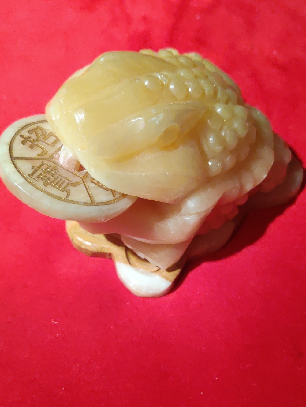 Feng Shui Jade Money Frog Three Legged Wealth Frog or Money Toad Statue...